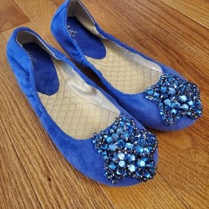 ABS Allen Schwartz Blue Embellished Flats EUC